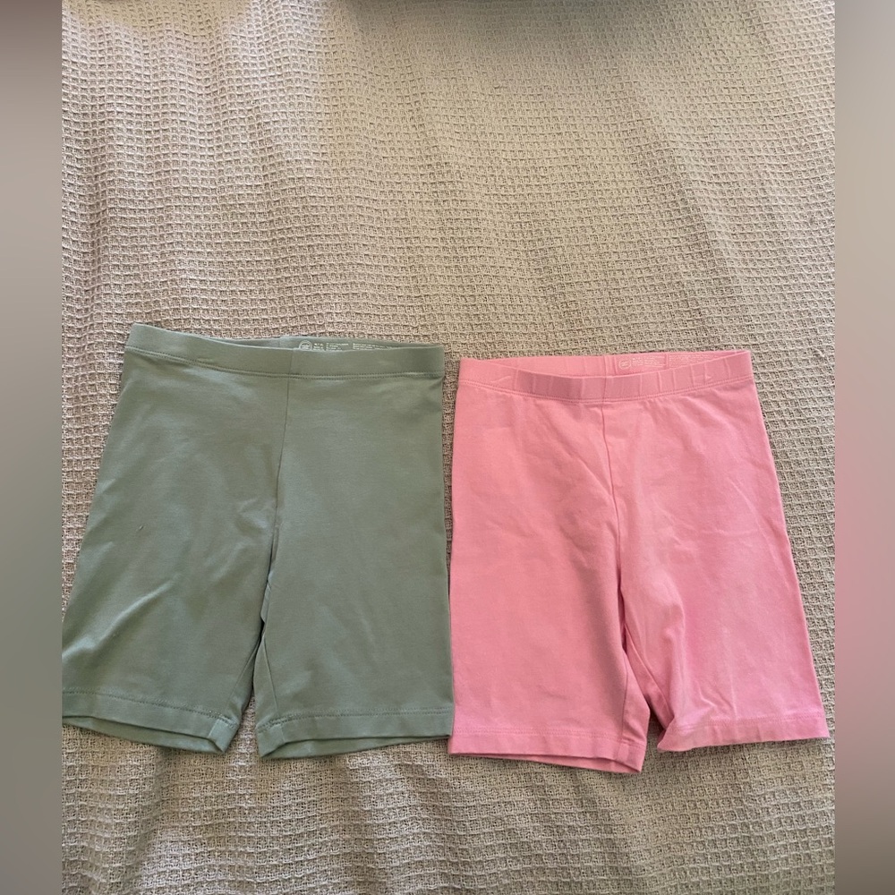Girls Green and Pink Biker Shorts Set